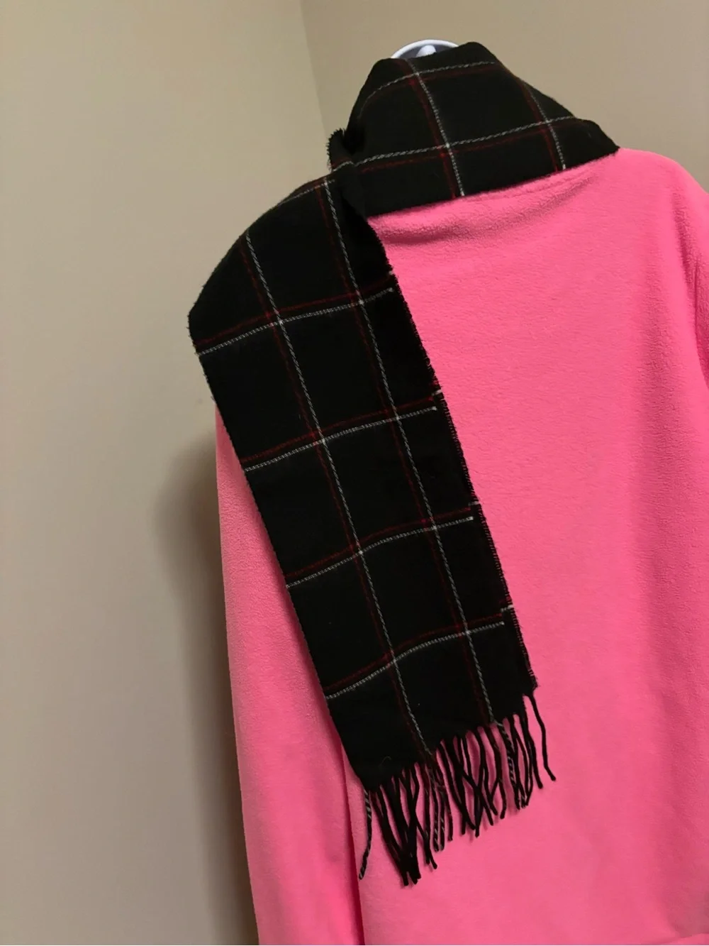 Unisex Black Plaid Cashmink Scarf